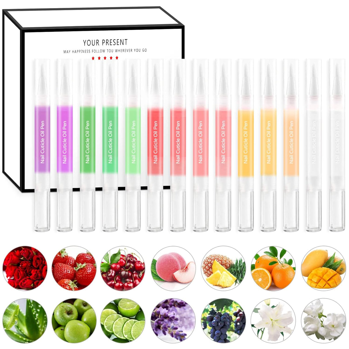 14Pcs Nail Cuticle Oils Nail Nutrition Oil Pen Nail Nourishment Pens 14 Smell Cuticle Revitalizer for Agnail Nourish Skin Nail Care (14pcs)