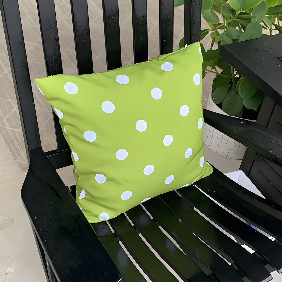 Poise3EHome Outdoor Throw Pillow Covers Set of 2 Waterproof Decorative Pillow Covers for Living Room, Couch, Patio, Spring, 18X18 Inches, Green Polka Dot