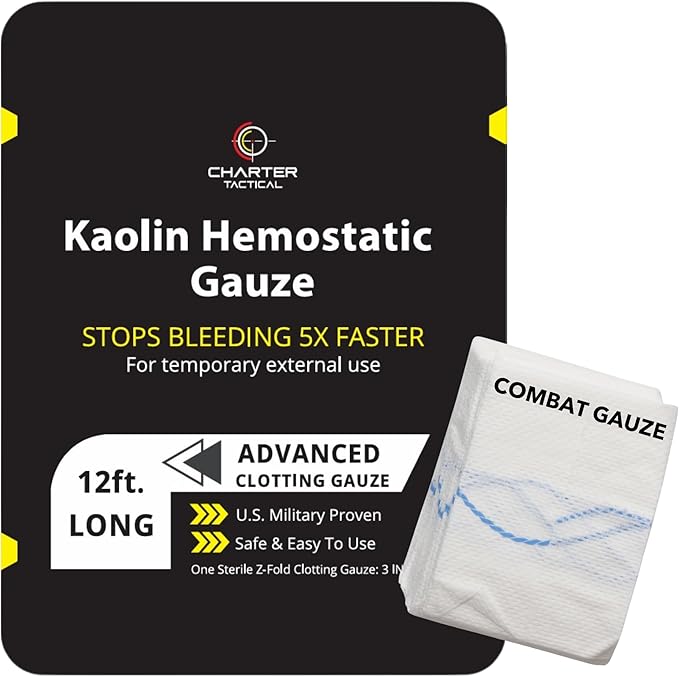 First Aid Advanced Quick Clotting Combat Gauze - Flexible Hemostatic - Stop The Bleed kit Faster Wound Packing Gauze with Quick Clotting Medical - Survival Kit Supplies - 3" x 12.5'