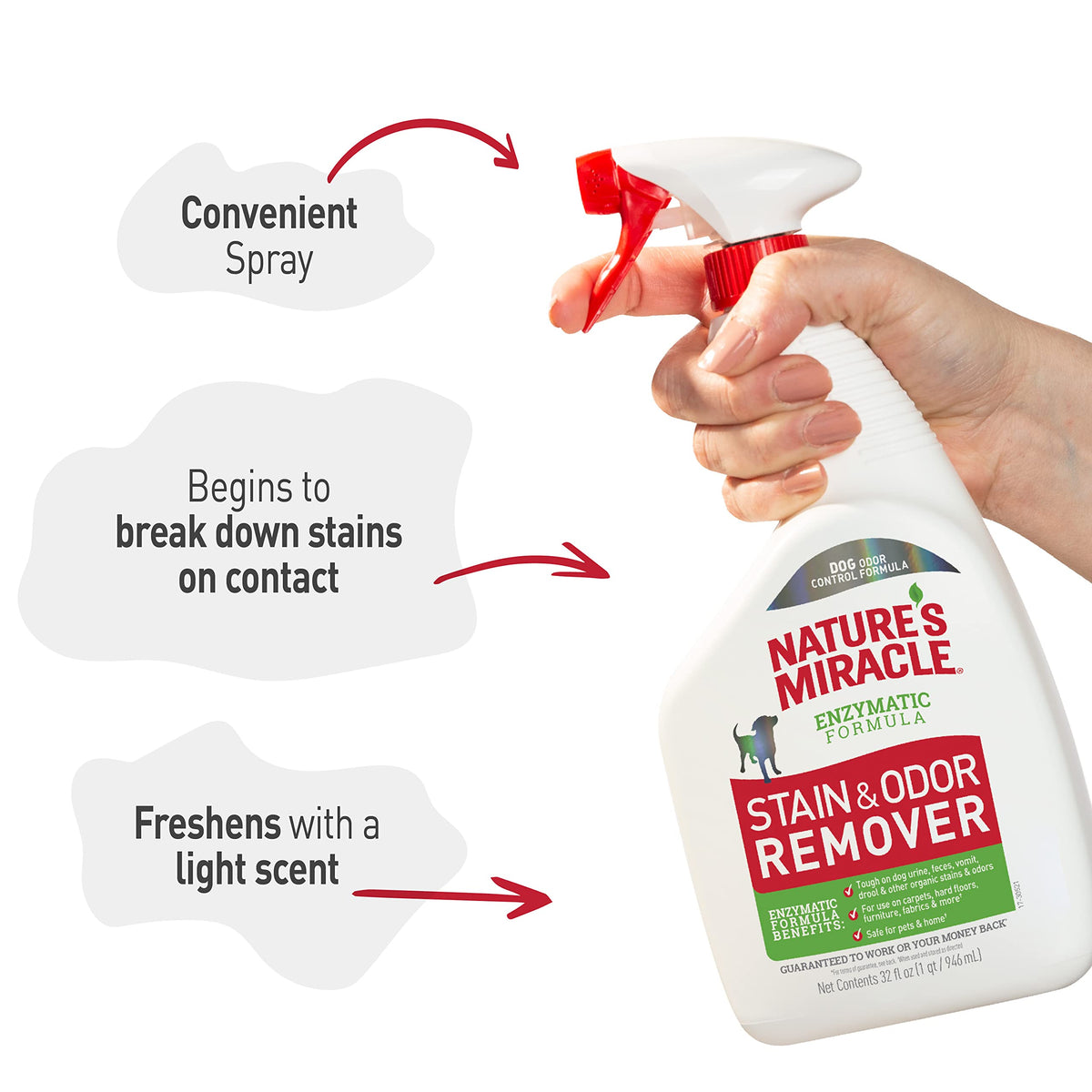 Nature’s Miracle Stain and Odor Remover Dog, Odor Control Formula, 32 oz