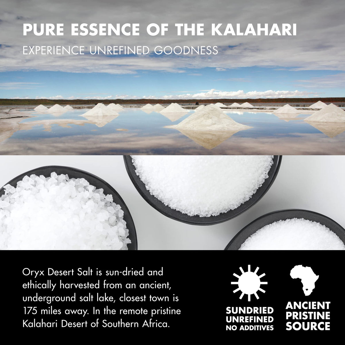 Oryx Desert Salt Grinder - 6 Pack - 3.52oz - Refillable, Reusable +20x Ceramic Salt Grinder with Oryx Desert Salt, Naturally Organic, Kosher - Alternative to Sea Salt, Himalayan & Rock Salt - Kitchen Essential