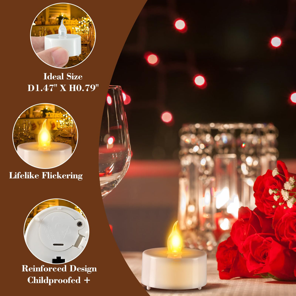 JOSU 24PCS Flameless Tea Lights Candles with Remote Timer, LED Battery Operated Candle for Engagement Wedding Centerpiece Table Decorations, Tealight Candles for Home Patio Farmhouse Porch Party Decor