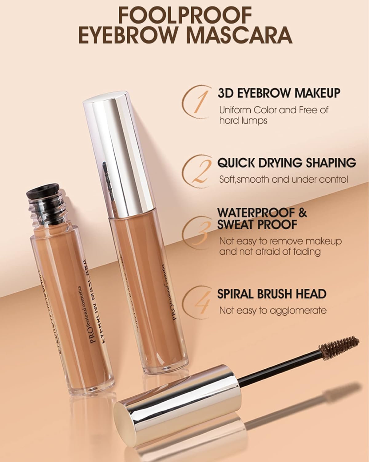 Waterproof Long Lasting Smudge-Proof Liquid Eyebrow Makeup, Tinted Eyebrow Gel, Volumizing Enhance Brow Mascara for Women, With Brow Razor Brush - 05 Taupe