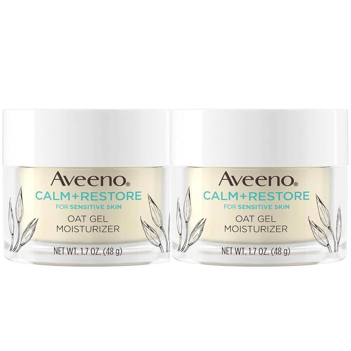 Aveeno Calm + Restore Triple Oat Hydrating Face Serum for Sensitive Skin Gentle and Lightweight Facial Serum to Smooth and Fortify Skin Hypoallergenic, Fragrance & Paraben-Free,1.7 fl. Oz (Pack of 2)