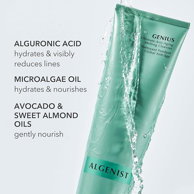 Algenist GENIUS Ultimate Anti-Aging Melting Facial Cleanser - Milky Cleansing Oil + Makeup Remover with Avocado Oil, Alguronic Acid and Microalgae Oil - Nourishes Skin + Improves Radiance (5 oz)