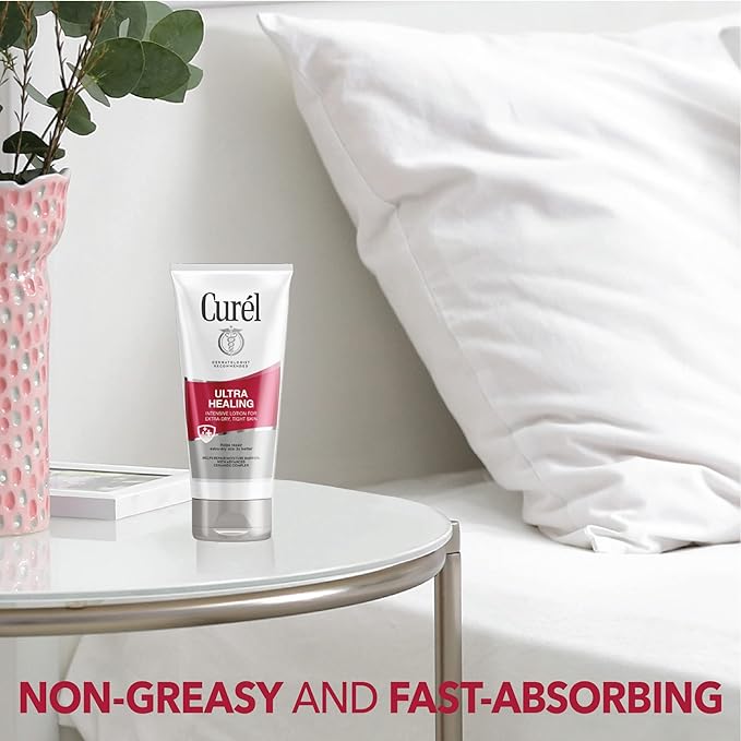 Curel Ultra Healing Intensive Fragrance-Free Lotion For Extra-Dry Skin, Ideal for Sensitive Skin, Cruelty Free, Paraben Free, Dermatologist Recommended, 6 Oz, Pack of 3
