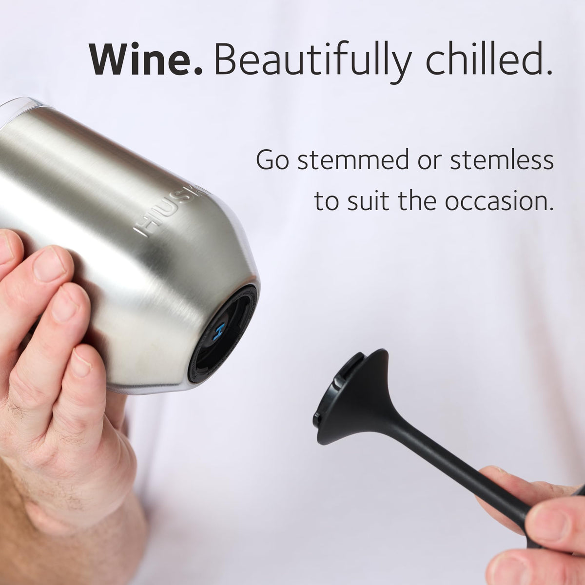 Huski Wine Tumbler 2.0 | NEW | Award-winning Design with Detachable Stem | Premium Stainless Steel Wine Glass with Lid | Triple Insulated Tumbler | 12oz Capacity | Great Gift (Powder Pink)