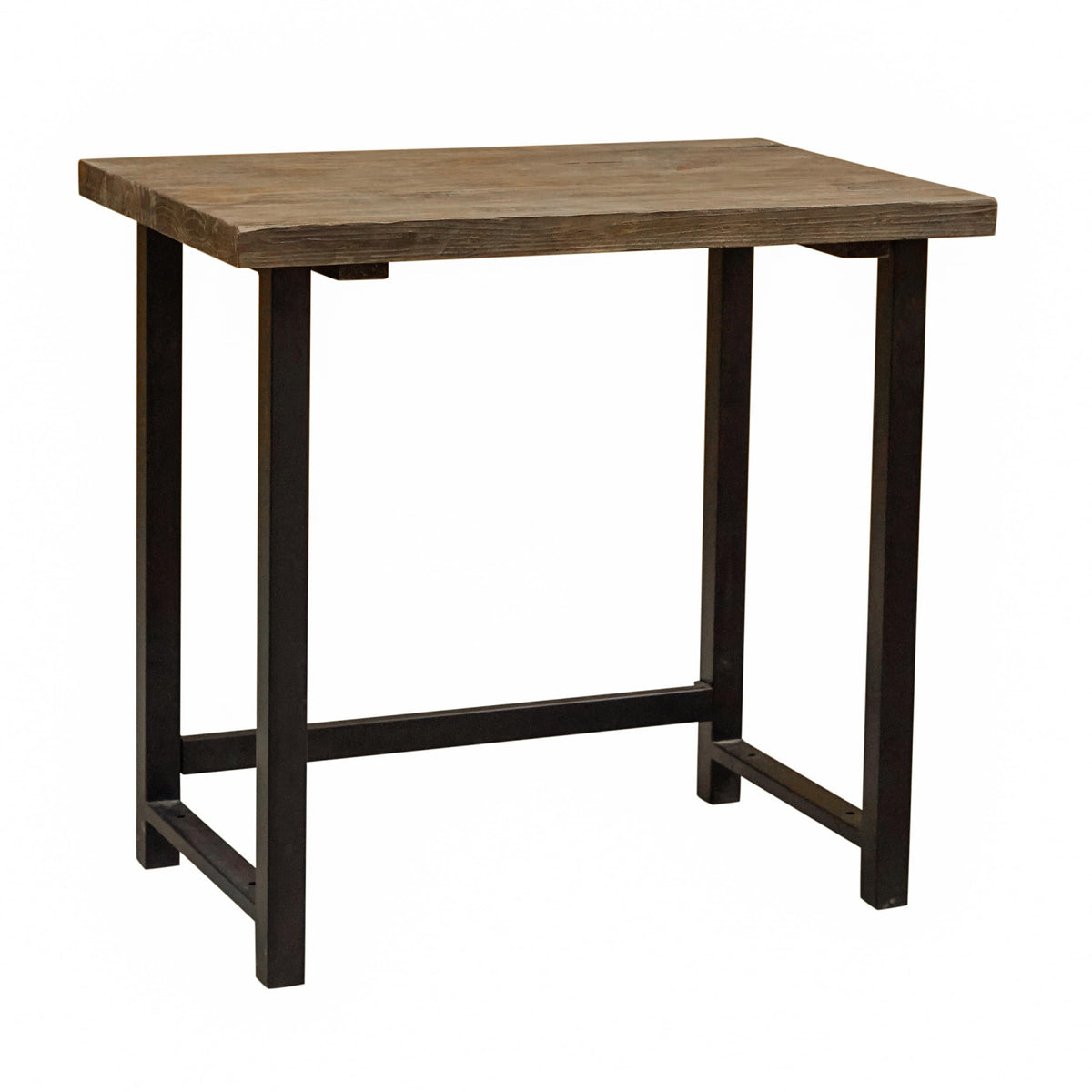 Pomona 32-Inch Compact Writing Desk with Solid Wood Top and Metal Frame – Rustic Industrial Style Small Home Office Desk with Durable Lacquer Finish and Floor Levelers by Alaterre Furniture (Natural)