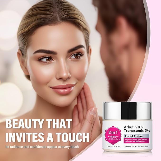 Hemir 8% Arbutin & 5% Tranexamic Acid Cream - Brightening Face Cream for Dark Spots & Hyperpigmentation, Melasma Treatment with Alpha Arbutin, Moisturizing & Even Skin Tone