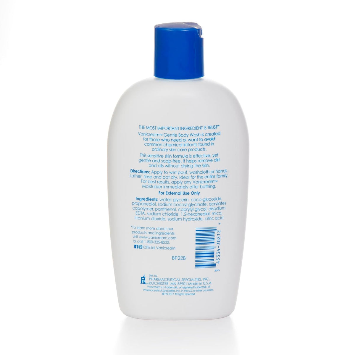 Vanicream Gentle Body Wash, 12 Fl Oz, Formulated without Common Irritants for Sensitive Skin, Gentle Cleanse and Moisture, Removes Dirt & Oils, Non-Drying, pH-Balanced Shower Gel