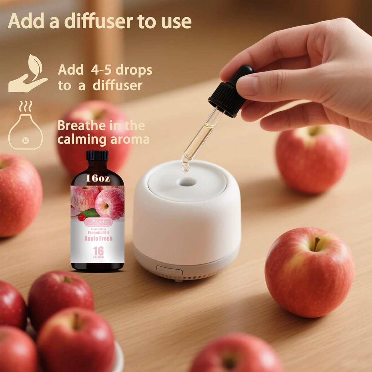 Apple Fragrance Oil-Apple Essential Oil 16.33oz (490ml)-100% Pure Natural Scent for Diffusers, Candles, Soap Making & Aromatherapy-Relaxing Home & Gift Essential Oil for Bath, Massage