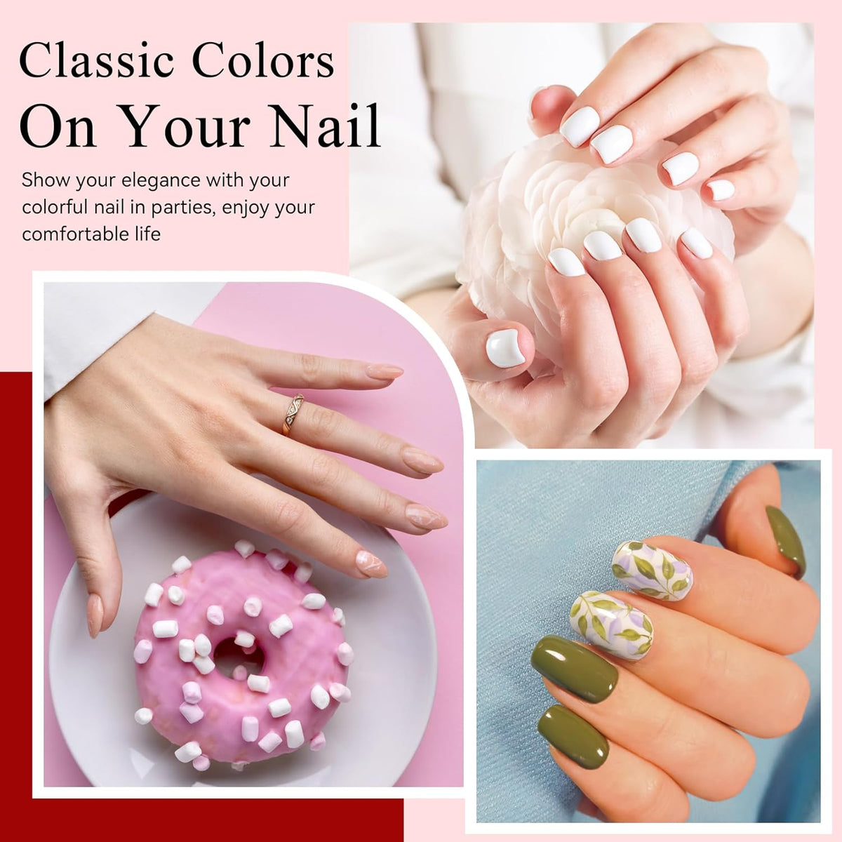 phoenixy Gel Nail Polish 30 PCS Gel Nail Polish Set Dark Color Collection Manicure Set for Women Matte Silver Gold Glitter Top Coat for Women - PCB9042