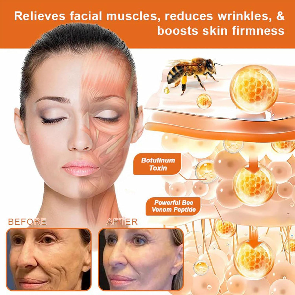 Bee Venom Comprehensive Cream, Professional bee venom cream for Removing and Repair, APKAPK Bee Venom Skin Treatment Cream, Natural Serum Suitable for All Skin Types (4 Pack)