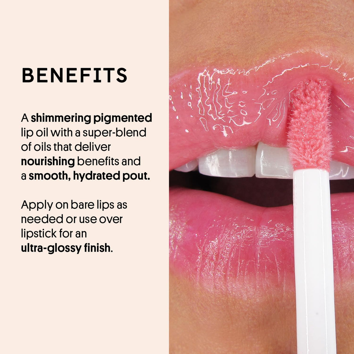 Winky Lux Pink Opal Very There Lip Oil - Hydrating Nude Pink Gloss with Jojoba Oil, Non-Sticky Glossy Lip Oil, Tinted Pink Shimmer Gloss for Juicy Lips & Soft Vanilla Scent