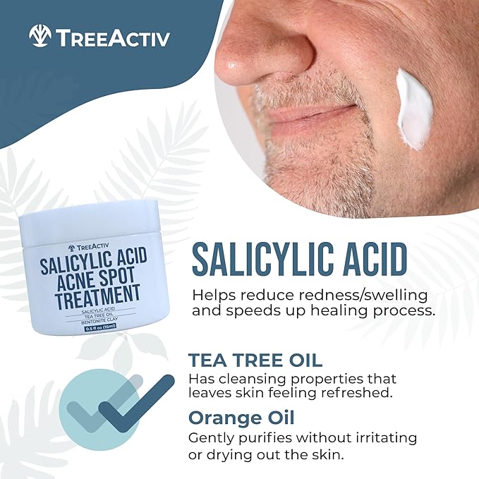TreeActiv Invisible Acne Spot Treatment, 150+ Treatments, Salicylic Acid & Tea Tree Oil No Show Spot Treatment for Cystic & Hormonal Acne, Works for Blackheads & Whiteheads