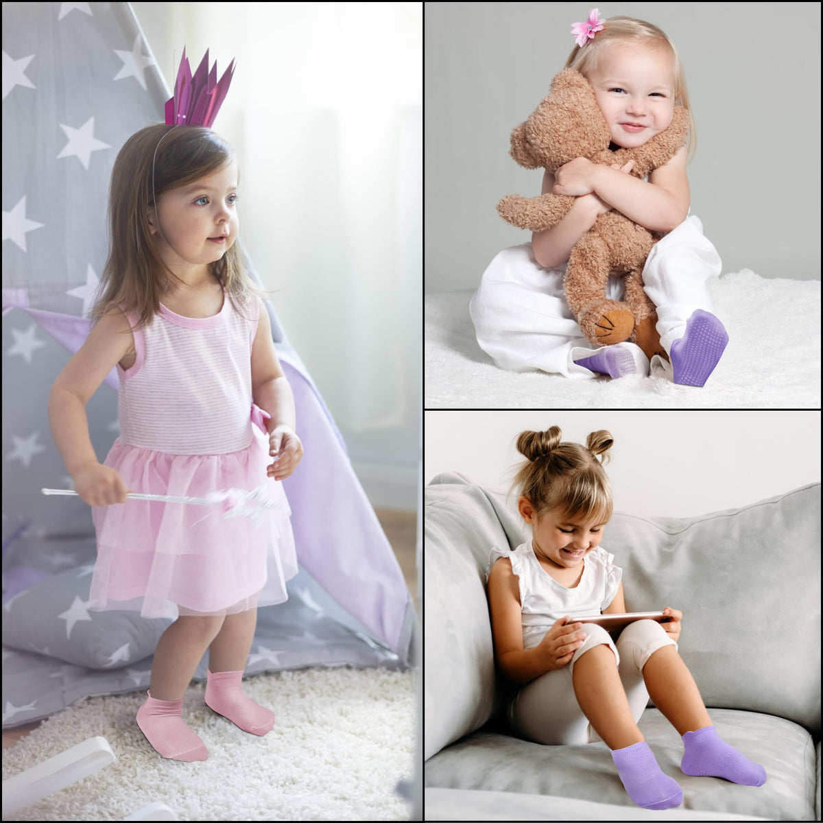 SkiBeaut Toddler Girl Socks 12 Pairs Ankle Boy Non Slip Skid Girls Boys Grips Low Cut Toddlers Socks for 1-3 Years Children