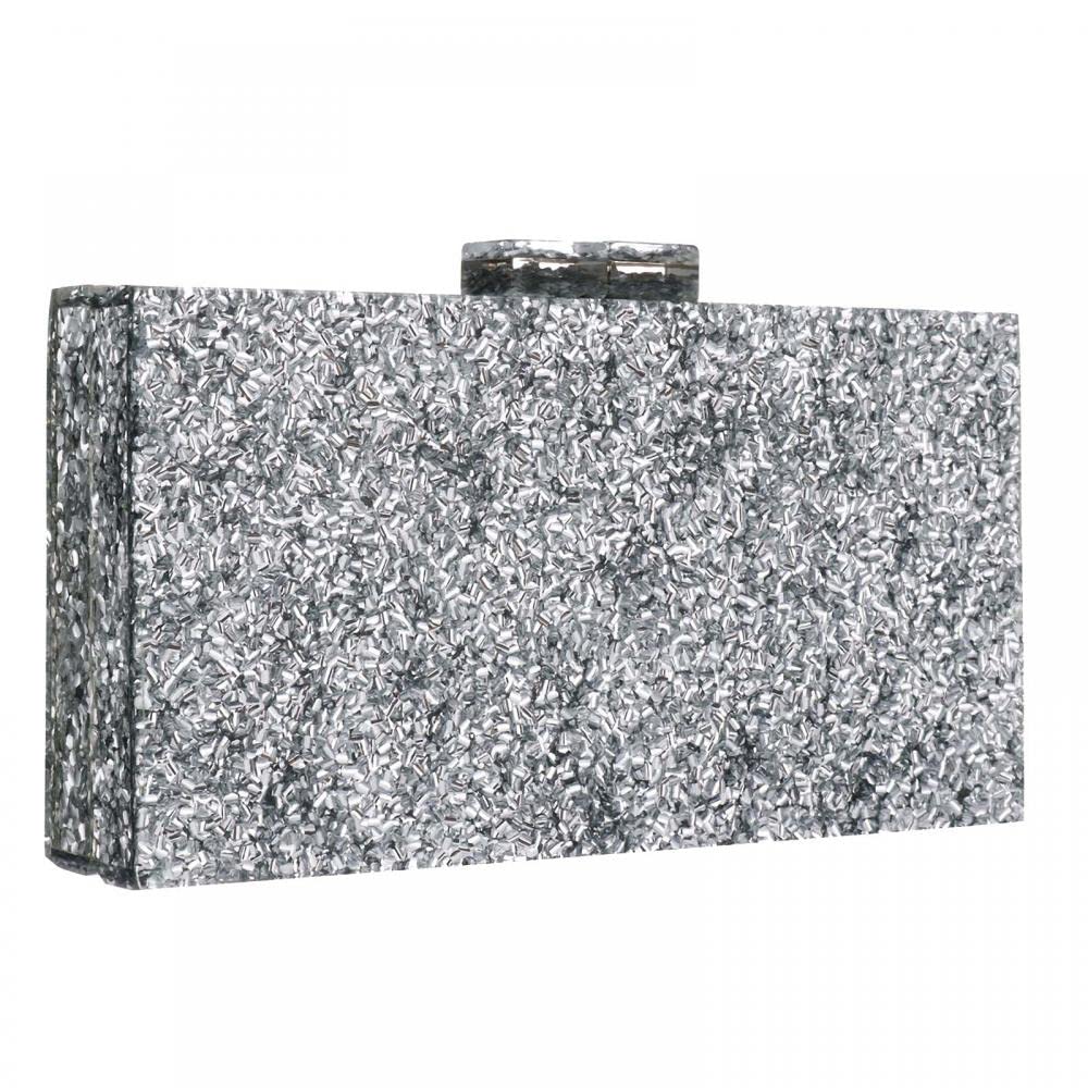 Gets Acrylic Purses and Handbags for Women Multicolor Perspex Box Clutch Purses for Women Wedding Evening Crossbody Handbag (Silver)