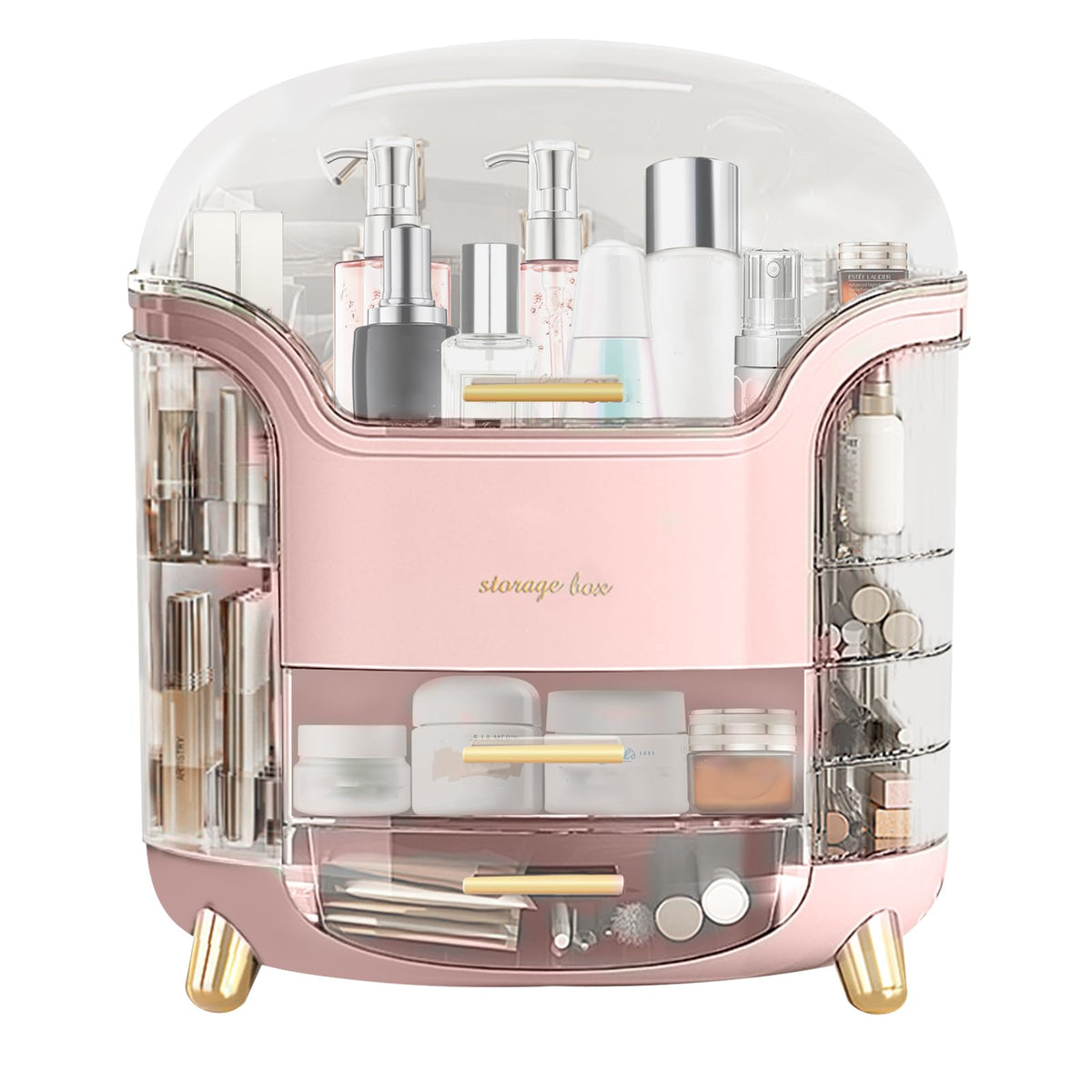Makeup Organizer & Skincare Organizers, Cosmetic Organizer Box for Countertop with Lid & Drawers, Make Up Storage Organizer with Waterproof & Dustproof Cover, Birthday Gifts for Vanity Women Girls
