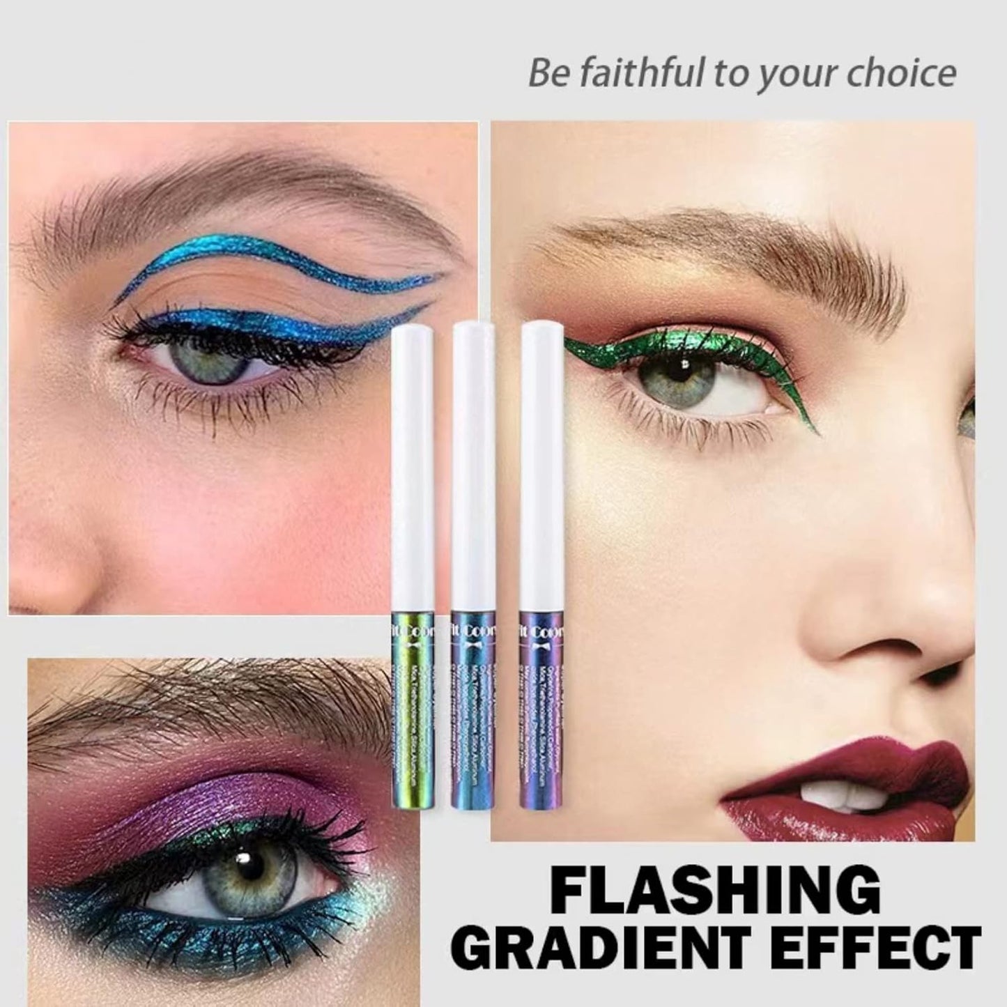 Corleone Glitter Liquid Eyeliner, Metallic Change Color Rainbow Eyeliner Gel MultiColor Highly Pigmented Waterproof Longer-Lasting Colorful Eye Liner Gift Kit for Women and Girls (A2)