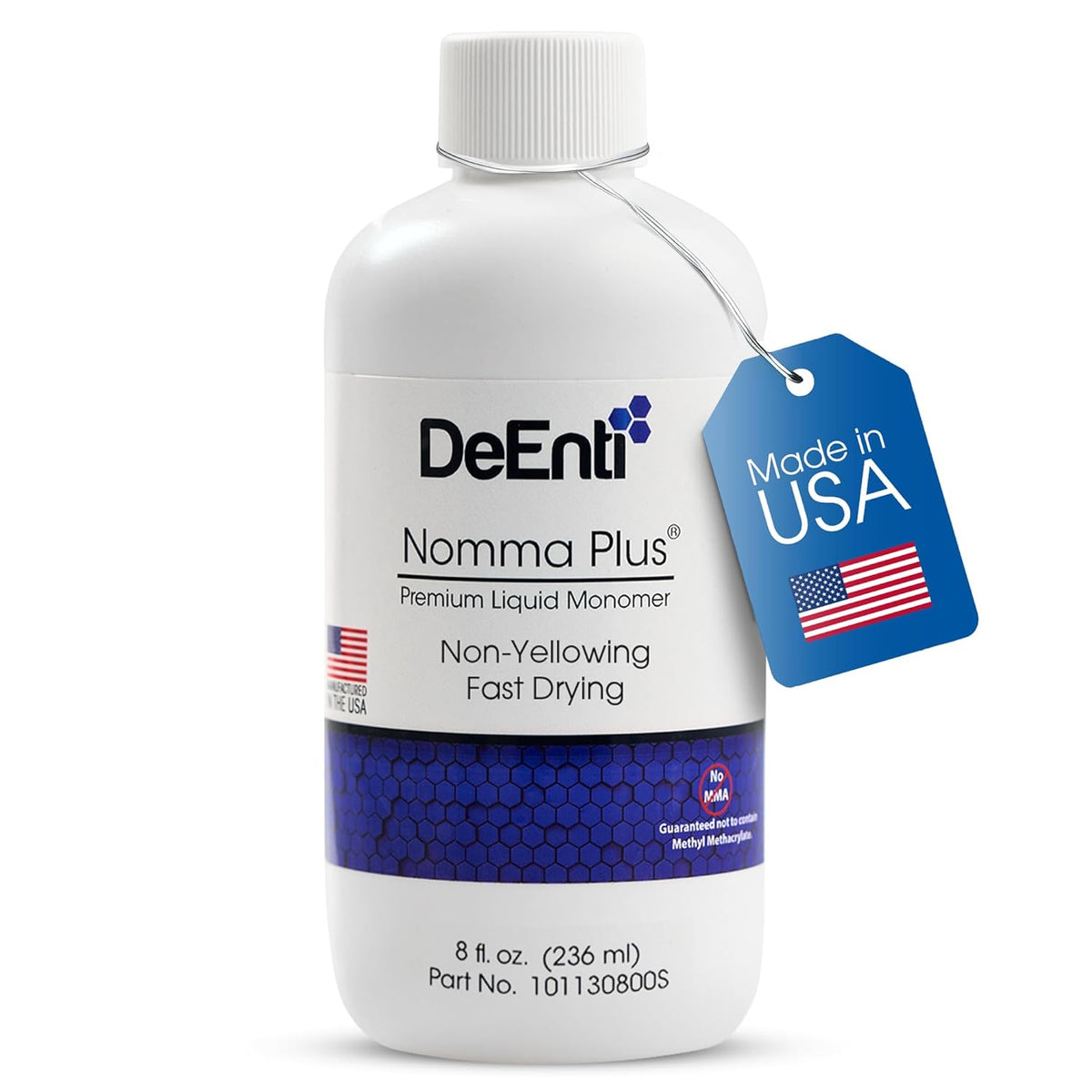 Nomma Plus Professional Liquid Monomer, EMA Nail Liquid for Acrylic Powder, Non-Yellowing Monomer, 8oz Bottle, Professional Salon Quality Manicure and Pedicure Supplies