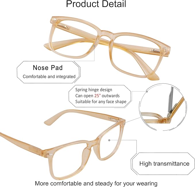 YEIN Bifocal Reading Glasses with Blue Light Blocking Lenses, Bifocal Reader for Women and Men, Vintage Square frame with Spring Hinge (+1.00/+4.00 magnification)
