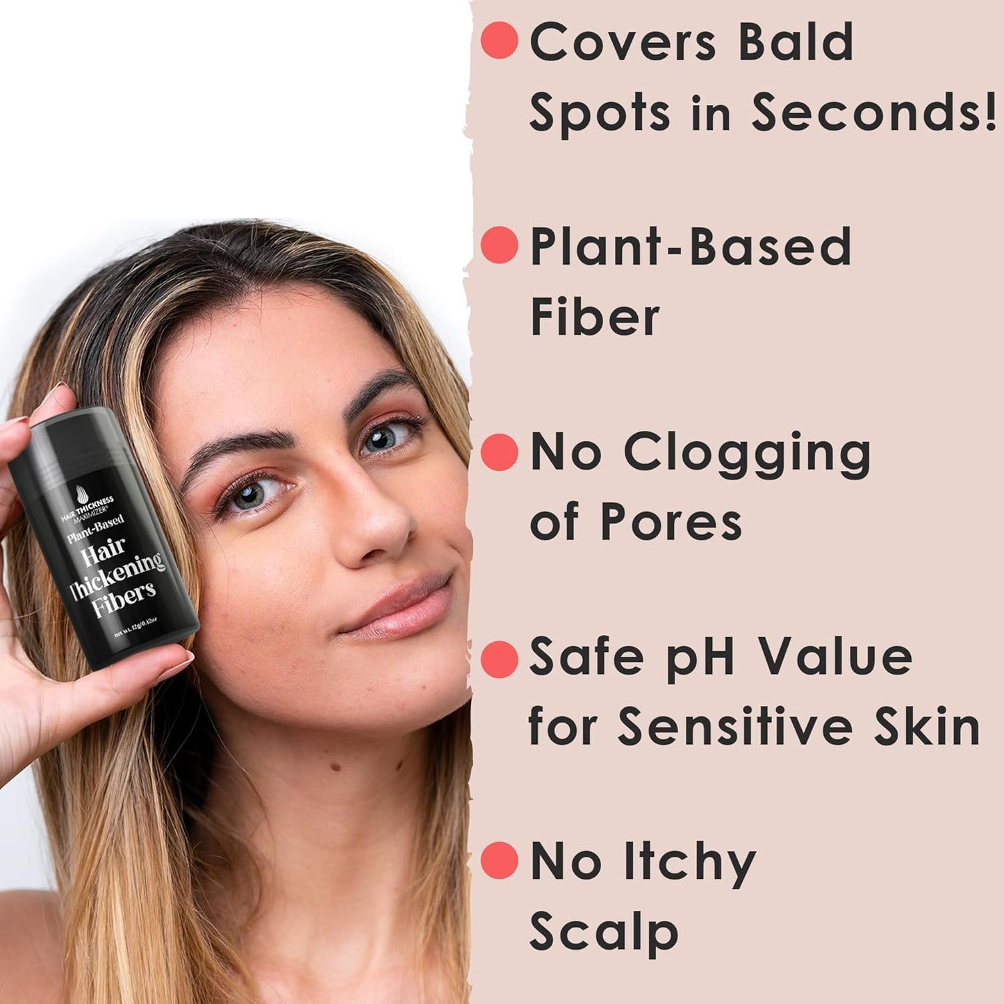 Hair Fibers for Thinning Hair For Women, Men. Plant-Based Formula for Instant Hairline & Bald Spot Coverage. Non-Itchy, Easy to Wash Out (Grey)