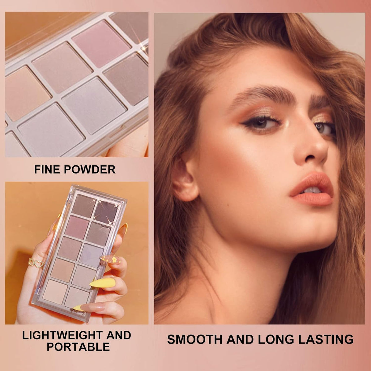 Erinde 10 Colors Matte Eyeshadow Palette, Grey Brown Eye Shadow Palette Makeup, Neutral Taupe Eye Makeup Pallet, Ultra-Blendable, Long Lasting Natural Nude Eyeshadow Pallete for Older Women, Cement