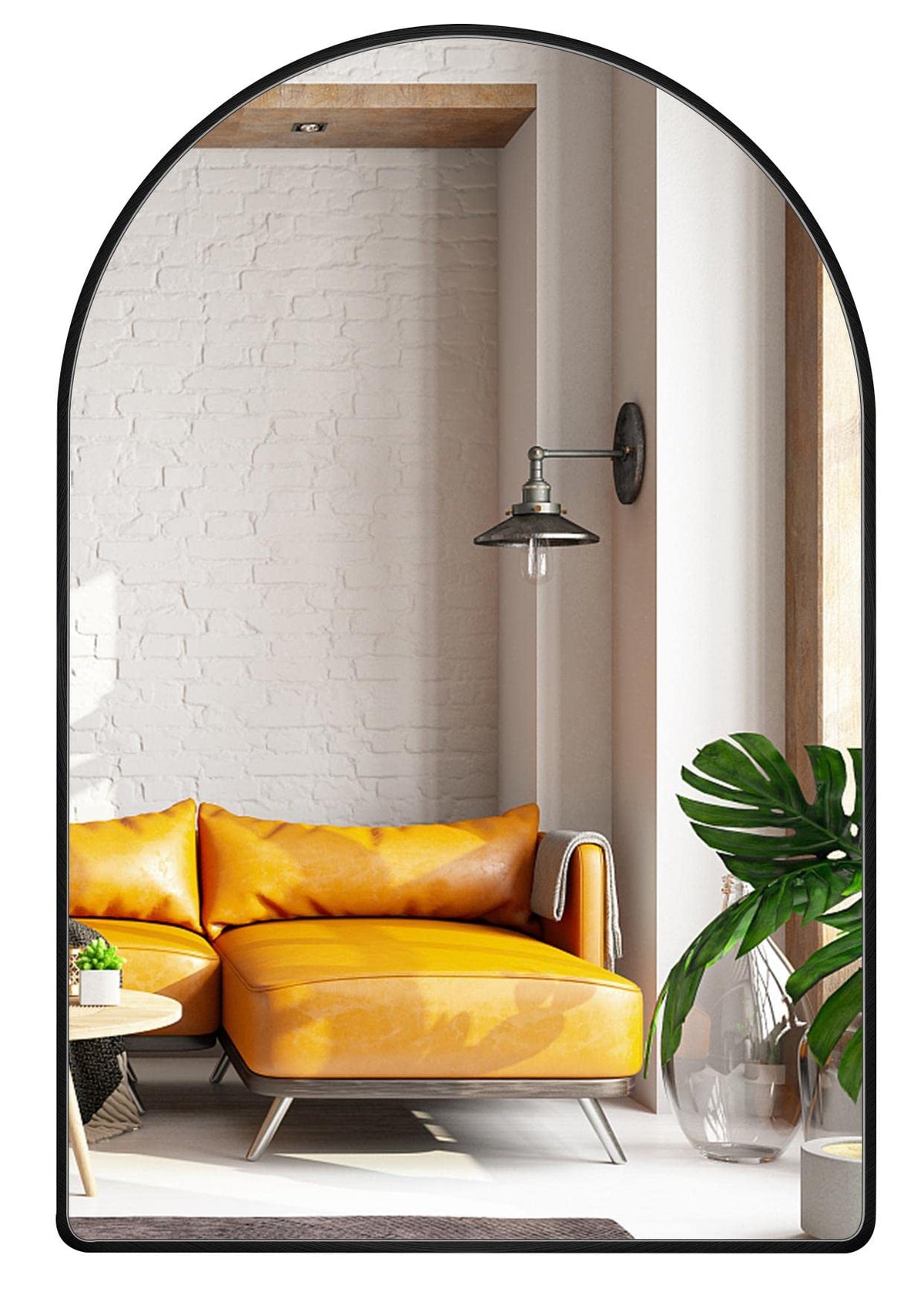 MYlovelylands 24x36 Inch Premium Black Arched Mirror Shatter Resistant No Distortion Luxe Brushed Metal Frame Arch Mirror for Bathroom Vanity Modern Wall Decor