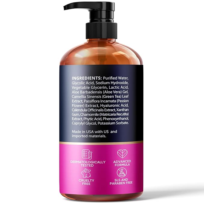 Glycolic Acid Serum for Face 15% - Extra Large Size (8 Oz) - Advanced Formula to Support Skin Radiance, Addressing Uneven Tone & Fine Lines