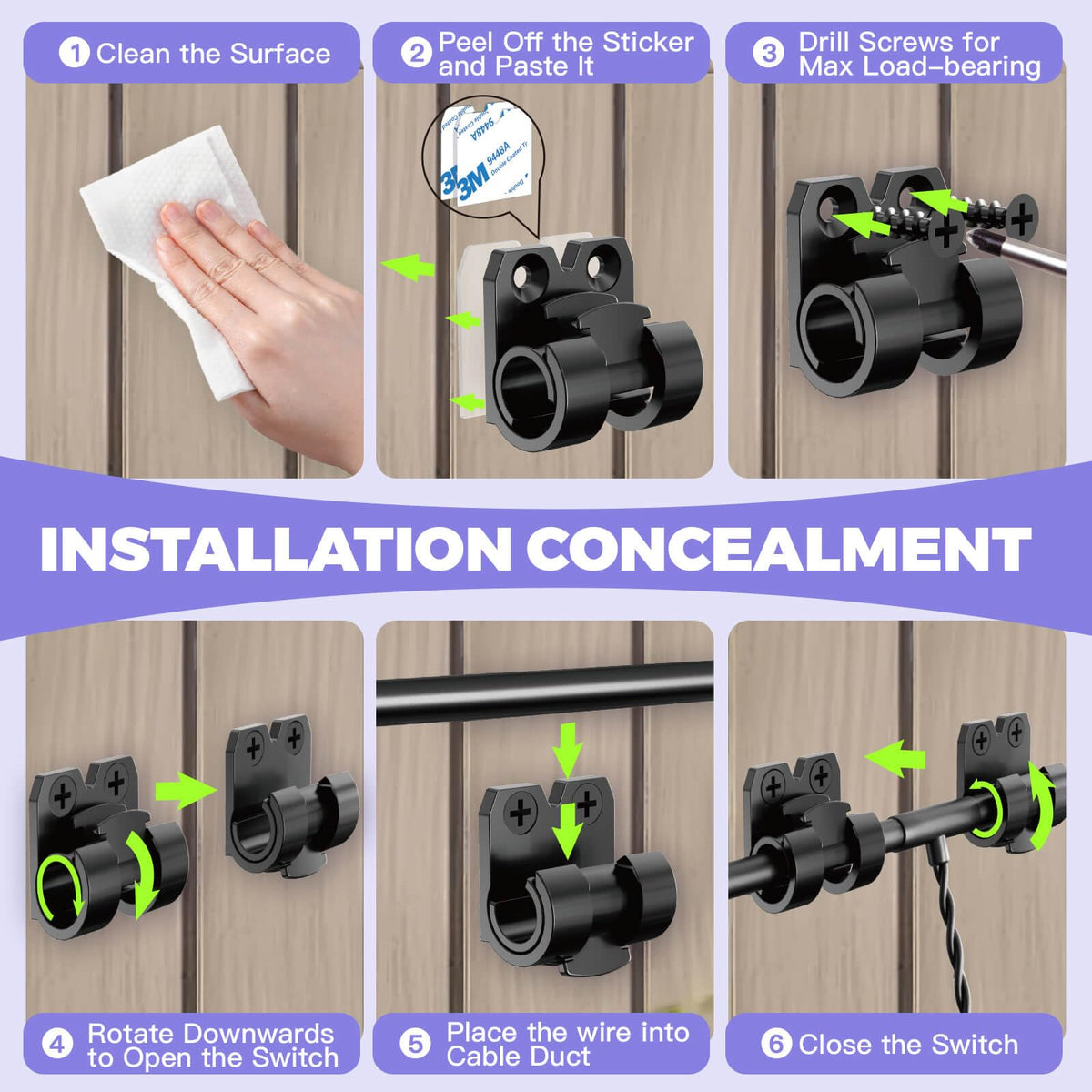 VEXON Hooks for Outdoor String Lights Clips: 25pcs Christmas Light Clips with Waterproof Adhesive for Hanging Balcony Lights - Outside Black String Light Hooks - Decor Garland Hanger - Cable Holders