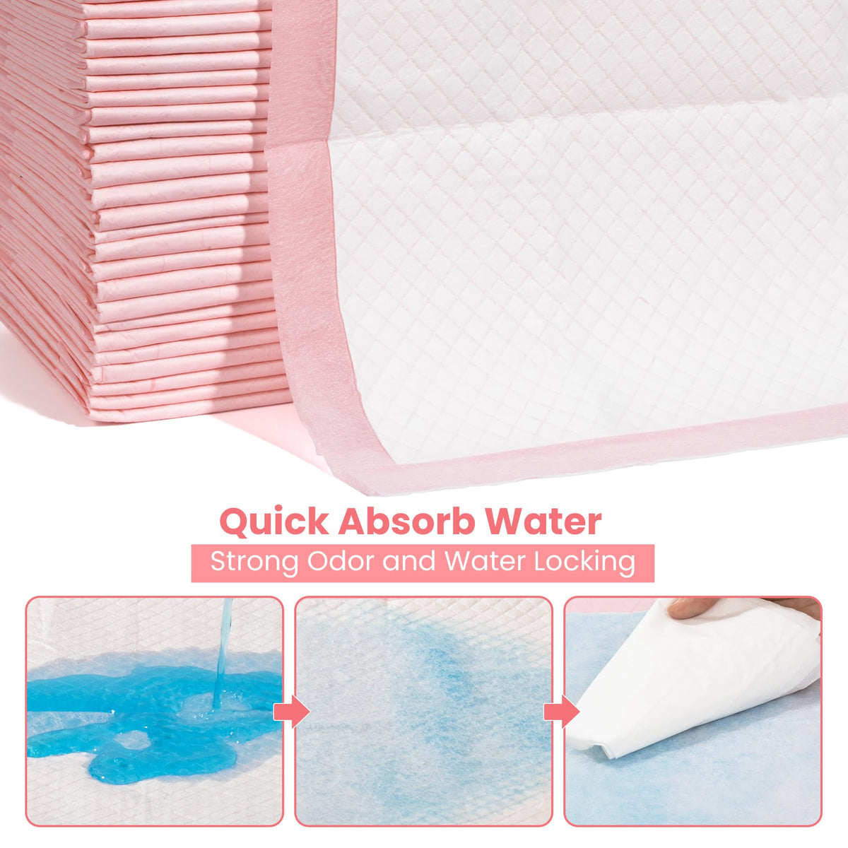 Pet Toilet Training Pads 100Count Disposable Puppy Pee Pads 18" x 13" for Dogs, Ultra Absorbent|Quick Dry|Leak-Proof Pet Potty Pads for Dog, Cat, Rabbits and Guinea Pigs (Pink)
