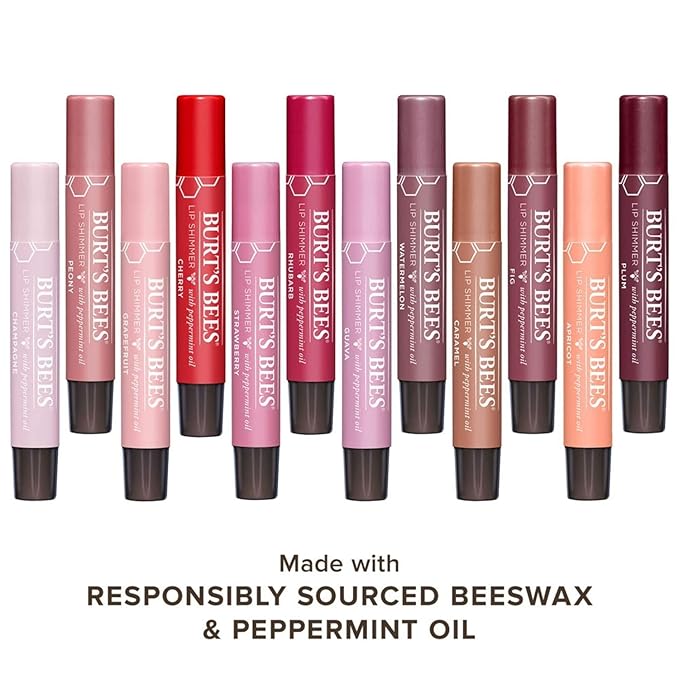 Burt's Bees Lip Balm, Moisturizing Lip Shimmer for Women, for All Day Hydration, with Vitamin E & Coconut Oil, 100% Natural, Apricot, 0.09 Ounce