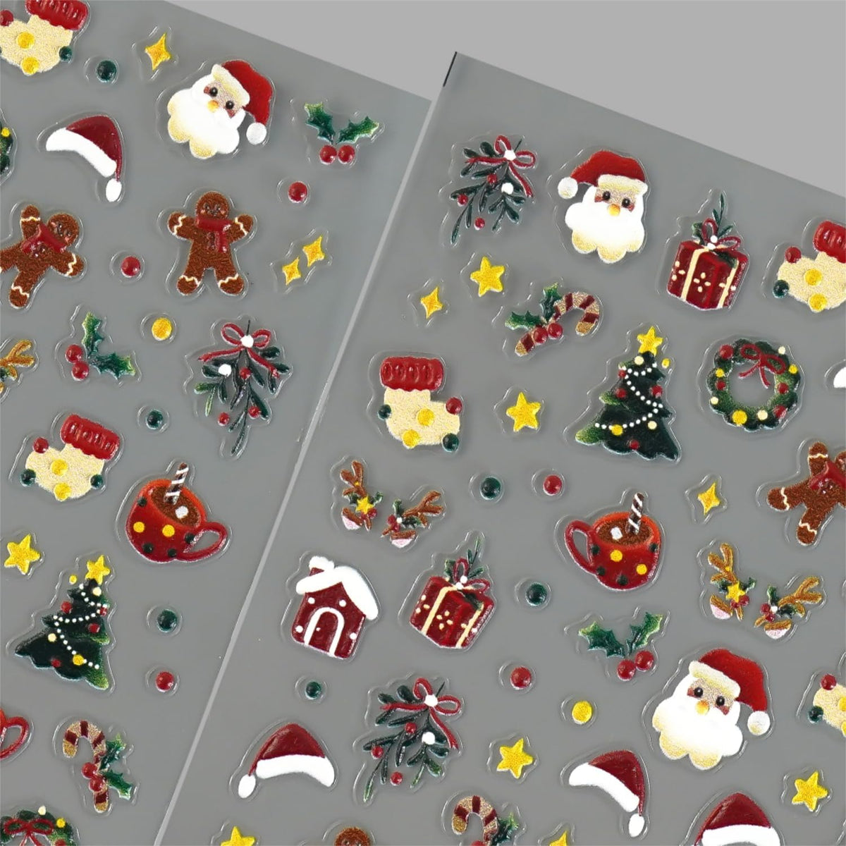 5D Embossed Christmas Nail Stickers for Nail Art Christmas Tree Santa Claus Nail Decals Self Adhesive Nail Design Christmas Nail Art Stickers New Year Nail Art Supplies for Women Girls 2 Sheets