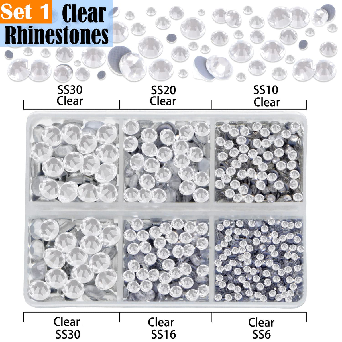 LPBeads 10000pcs Hotfix Rhinestones Flatback Glass Clear and AB Crystal Rhinestone with Tweezers and Picking Pen for Crafts Clothes Nail Art