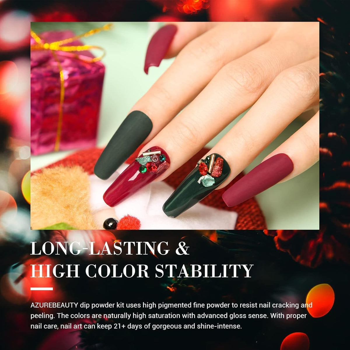 AZUREBEAUTY Dip Powder Nail Kit 32 Colors, Fall Winter Color Series Nail Dipping Powder Starter Kit Dip System Essential Liquid and Dip Recycling Tray Set for French Nail Art Manicure Salon DIY Home