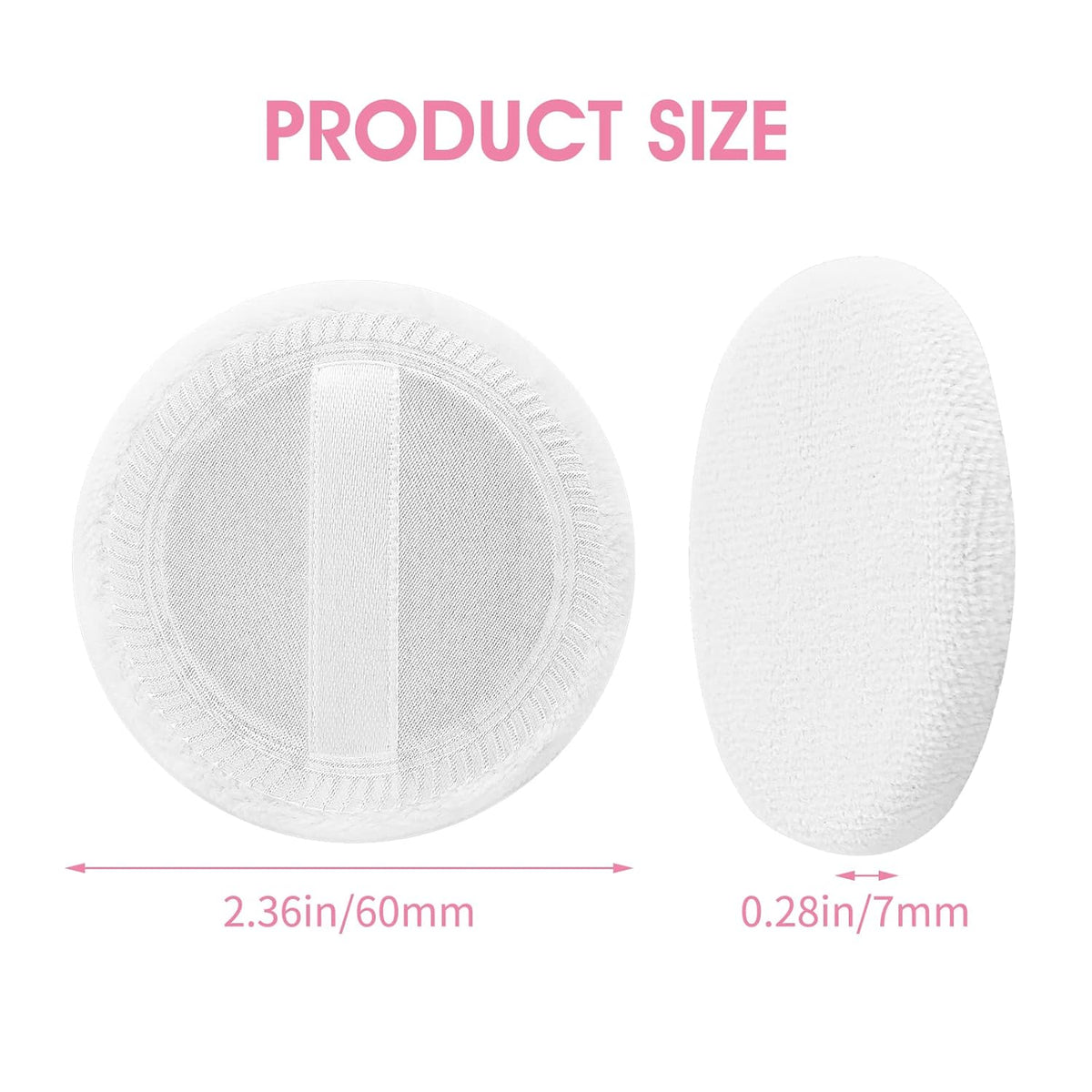 12PCS Makeup Powder Puffs Pink Cotton Powder Puffs Round Powder Puff for Makeup Face Powder Velour Puffs for Loose Powder Washable(white