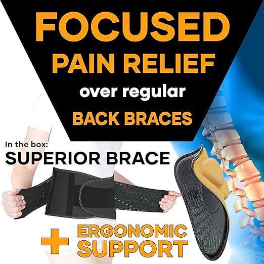 PLUS Lower Back Brace for Lifting at Work with Ergonomic Dimensional Lumbar Pad - Back Support Belt for Pain Relief for Men and Women - Medical Grade Orthopedic Waist Compression (Medium)
