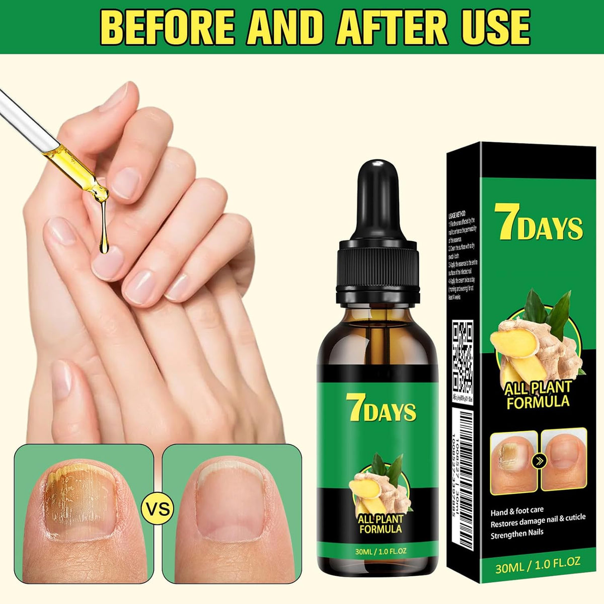 3Pcs Ginger Nail Serum, 2-in-1 Serum Repair Essence, Ginger Care Oil for Nails Strengthener Oil, Care Moisturizer