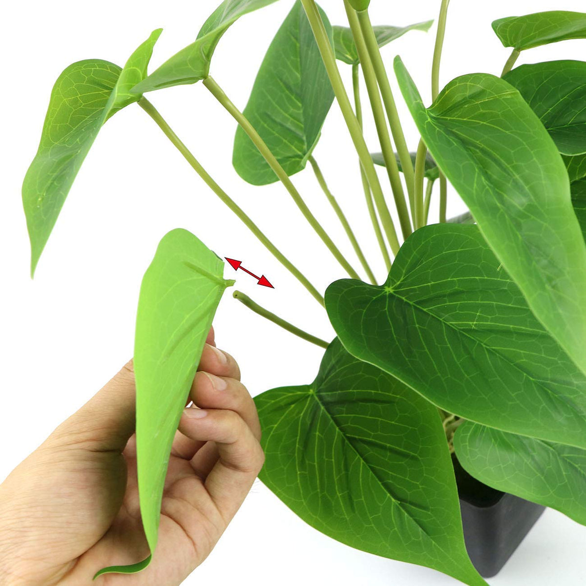Artificial Flower Calla Lily Faux Small Potted Plant with Black Pot Fake Bonsai Flower for Home, Office, Indoor and Outdoor Occasions Decor (Red Fake Flower)