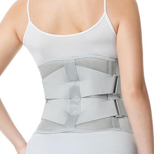 NeoTech Care Adjustable Double Pull Lumbar Brace/Lower Back Belt (Grey, Size XXL)