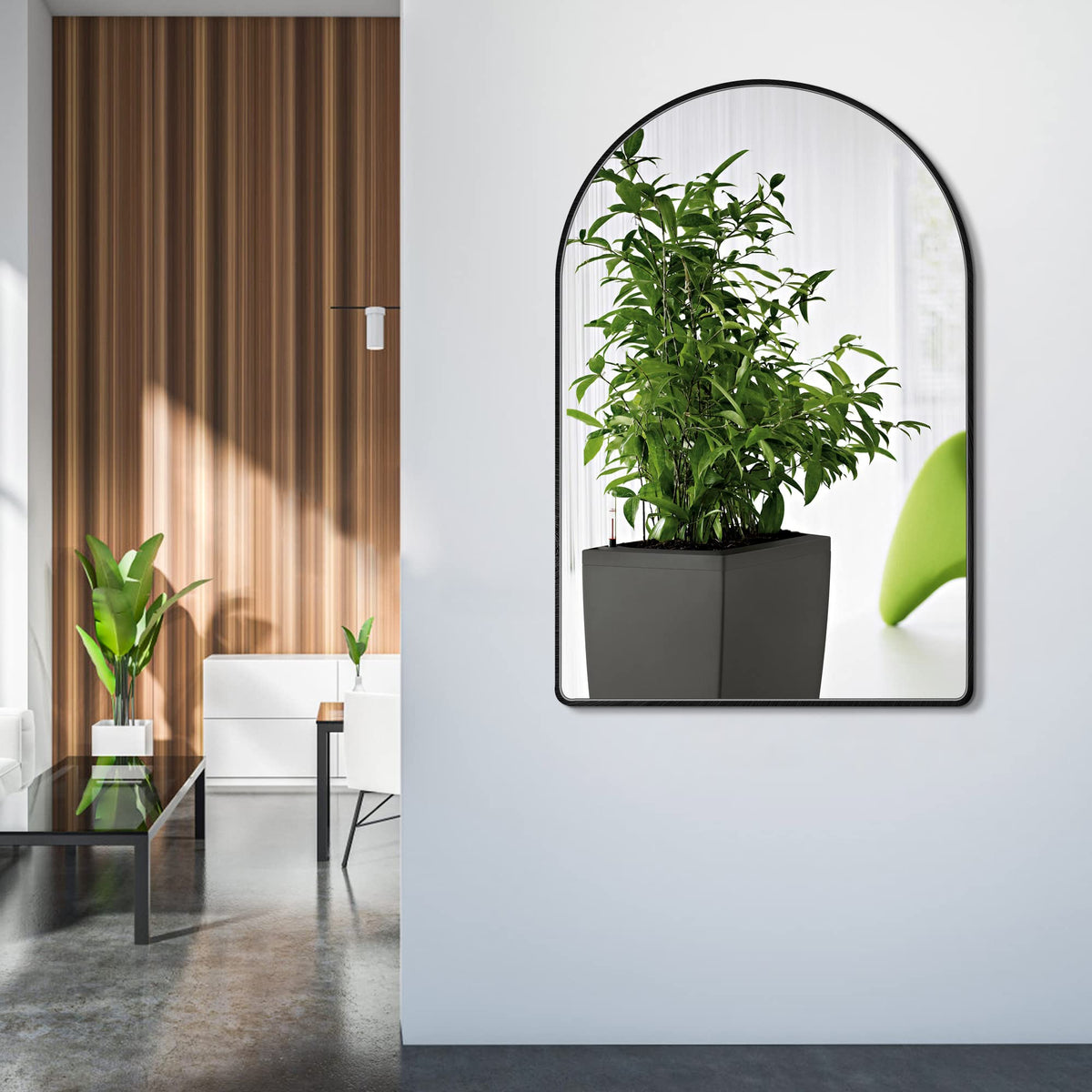 MYlovelylands 24x36 Inch Premium Black Arched Mirror Shatter Resistant No Distortion Luxe Brushed Metal Frame Arch Mirror for Bathroom Vanity Modern Wall Decor