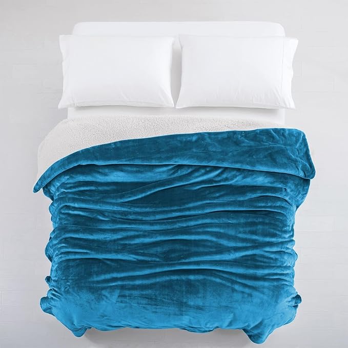 IR Imperial Rooms Sherpa Fleece Throw Blanket Twin Size for Couch - Thick and Warm Fluffy Teal Blankets for Winter, Soft and Fuzzy Twin Blanket for Bed, 60x80 Inches