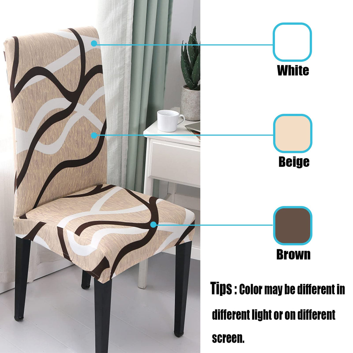 HZDHCLH Chair Covers for Dining Room Set of 4,Stretch Spandex Parsons Chair Slipcovers,Washable Anti-dust Chair Seat Covers for Kitchen,Wedding,Party (Beige, 4 Pack)
