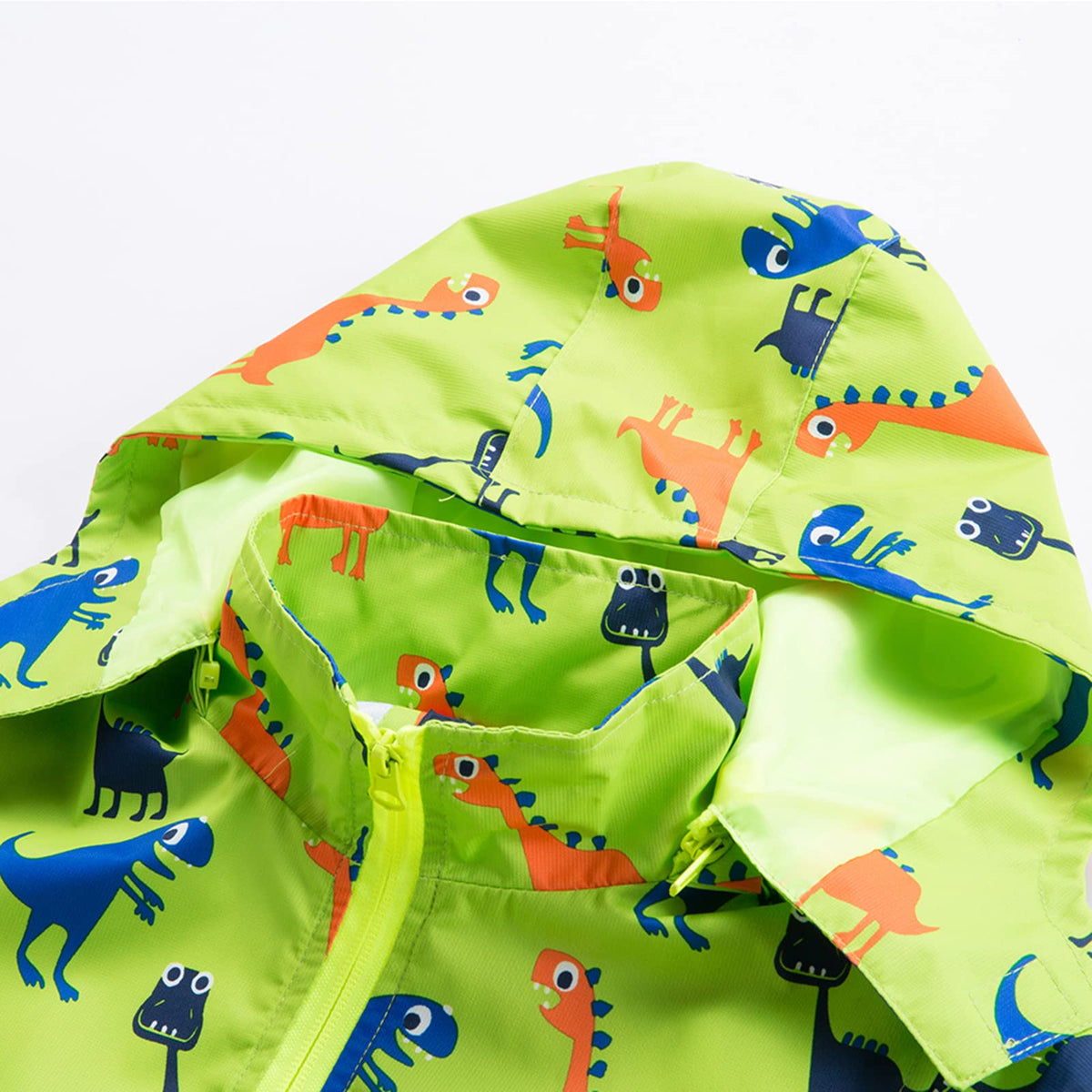 IjnUhb Waterproof Hooded Jacket for Boys Girls,Kids Raincoats Outdoor Windbreaker Dinosaur Rain Jacket (Green,4T)