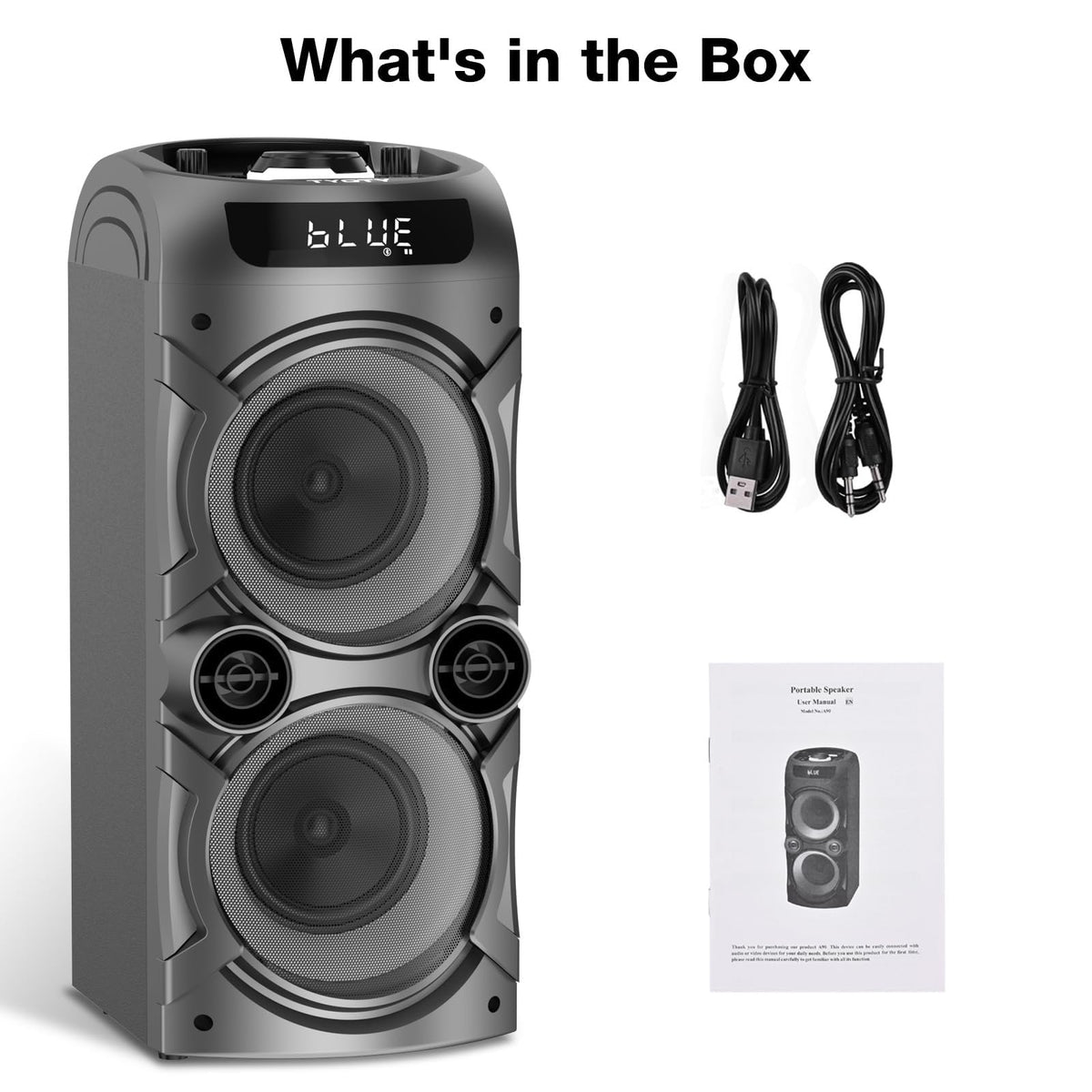 Portable Bluetooth Speaker 100W Big Powerful Wireless Boombox TWS Pairing Loud Stereo Sound Deep Bass Large Party Speakers with Subwoofer LED Lights for Outdoor Home Camping