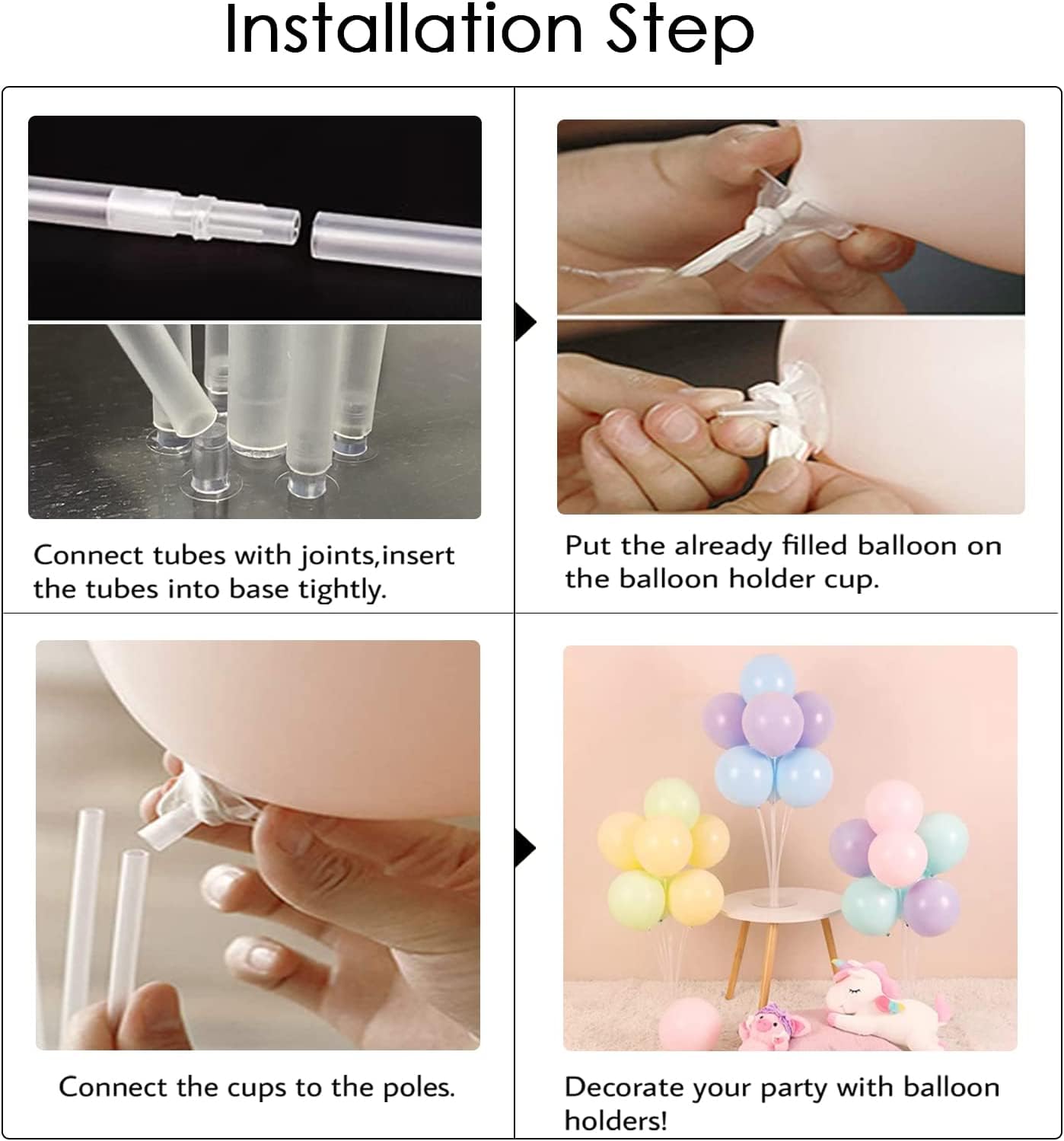 8 Set Balloon Stand Kit - Balloon Sticks With Base for Table Balloon Centerpiece Decorations for Birthday Graduation Gender Reveal Baby Shower Party Decorations