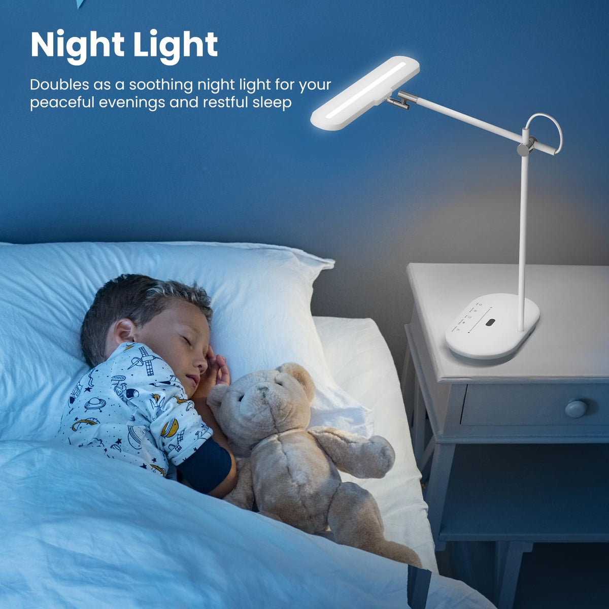 Newkana LED Desk Lamp with CRI 98, Advanced Eye-Caring Bright Desk Light for Crafting, Home Office & Kids Studying, Multi-Angle Adjustable, Dimmable Full Spectrum with Touch & Gesture Control