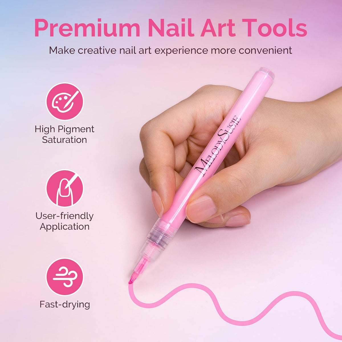 MelodySusie Nail Art Pens Set, 12 Colors 0.7MM Nail Polish Pens for Nail Art, Nail Dotting Tool, Acrylic Paint Markers, Drawing Pen for Nail Design, Manicure Nail Pens for Salon and DIY at Home