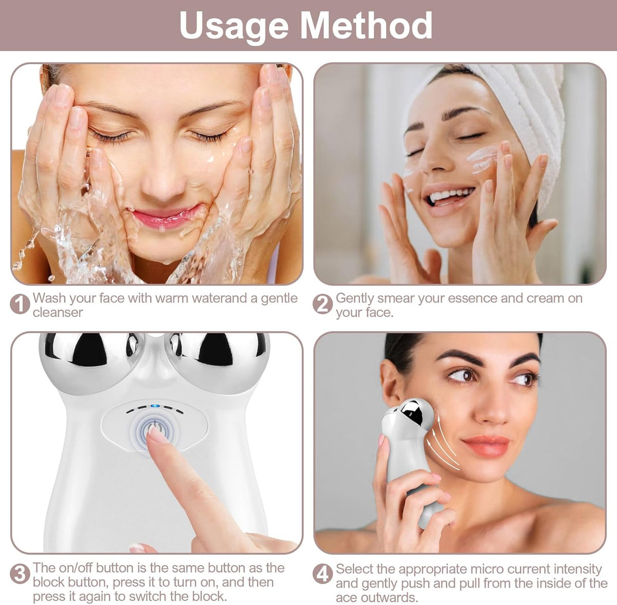 Microcurrent Face Device, USB Microcurrent Facial Shaping Tool for Facial Wrinkle Removal and Anti-Aging，Mini Microcurrent Face Lift Device for Face Lifting and Facial Sculpting (White)