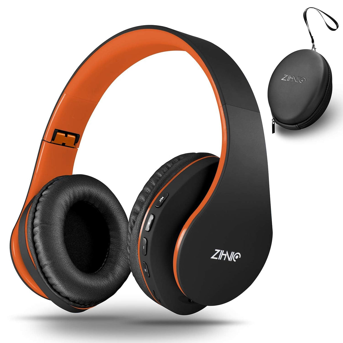 ZIHNIC Bluetooth Headphones Over-Ear, Foldable Wireless and Wired Stereo Headset Micro SD/TF, FM for Cell Phone,PC,Soft Earmuffs &Light Weight for Prolonged Wearing (Black/Blue)